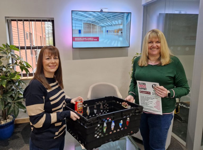 Vicky Bradley and Alison Truswell raising food bank donations